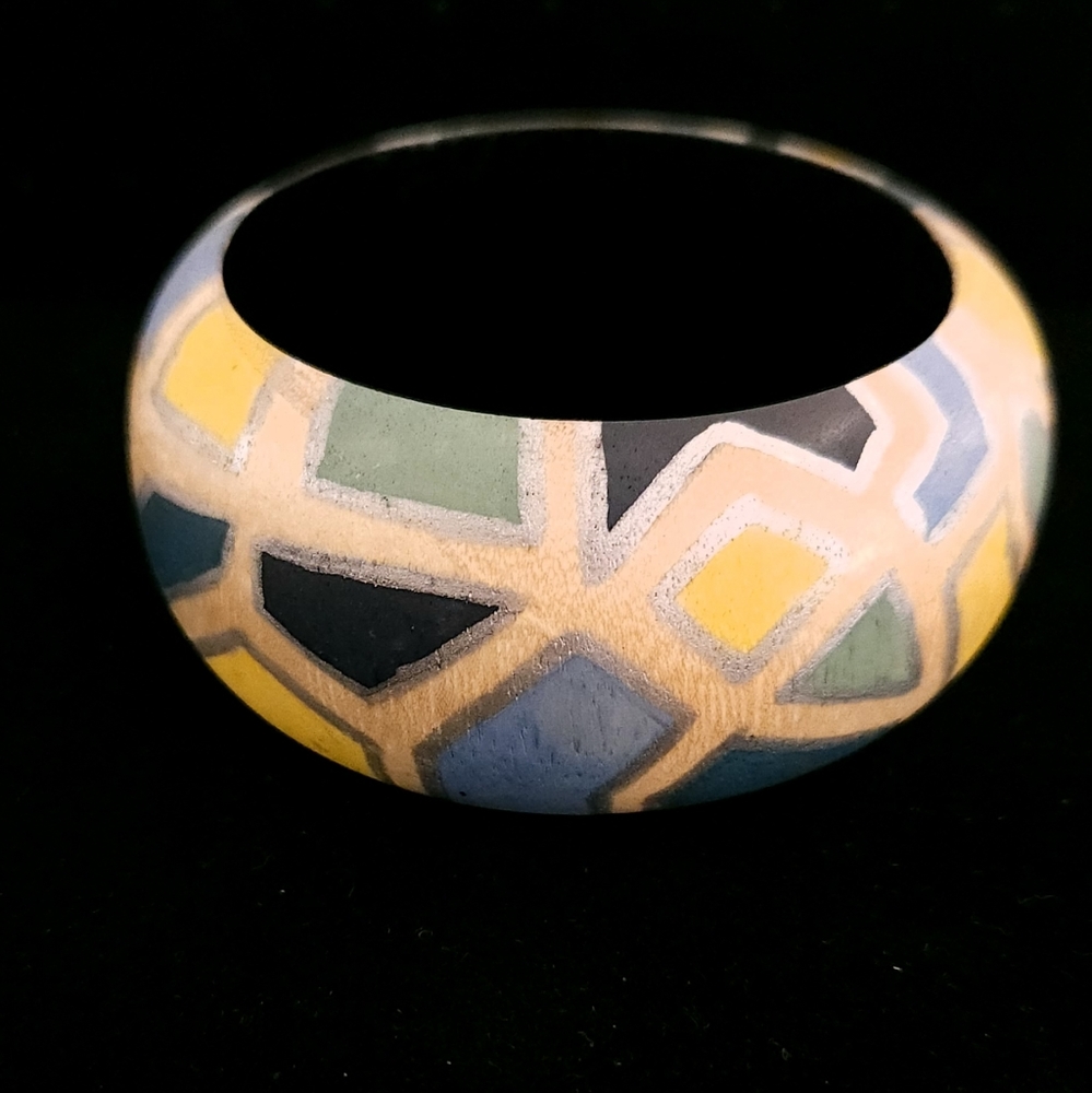 Wooden Geometric Bangle Bracelet